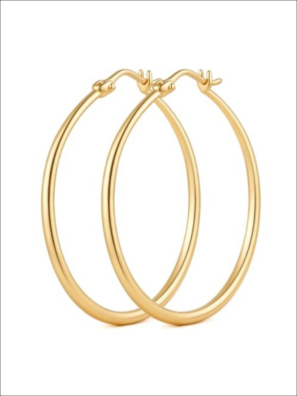 14K Gold Plated Hoop Earrings Women Large Lightweight
